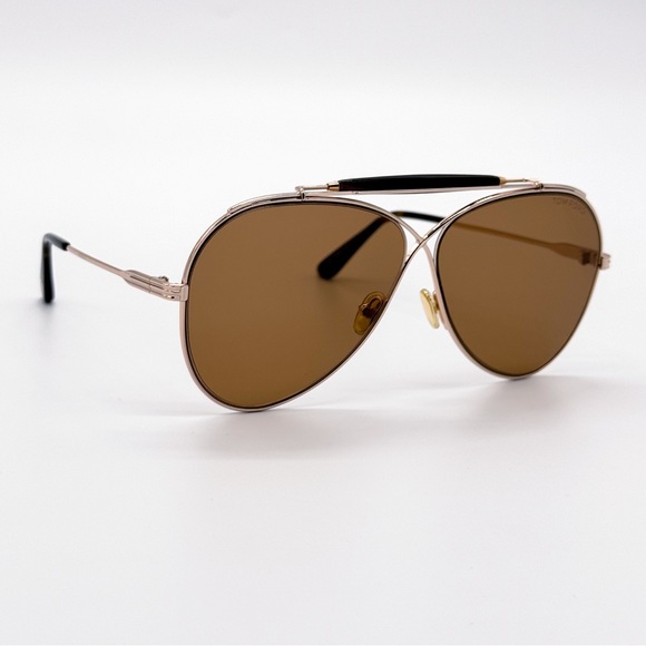 NEW TOM FORD HOLDEN TF818 28E UNISEX AVIATOR SUNGLASSES FT0818/S 28E GOLD BROWN - Picture 5 of 11